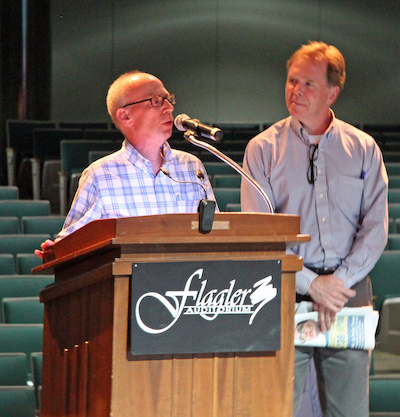 Flagler Flagler News-Tribune Editor Aaron London and Daytona News-Journal Editor Pat Rice address Readers' Choice winners. 